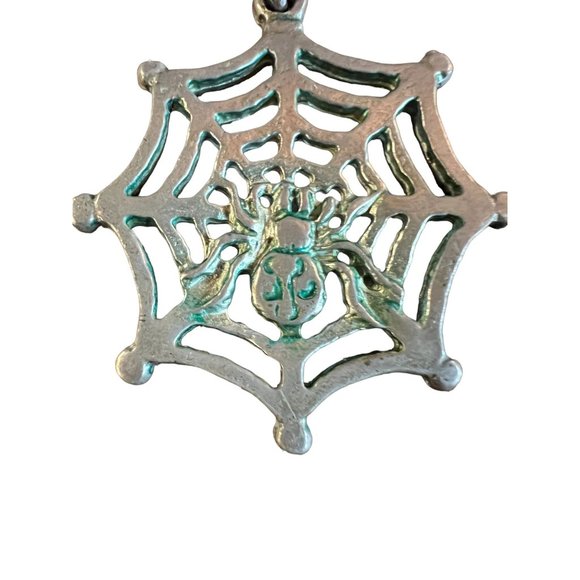House of Morgan Spiderweb Slider Pewter Silver Pendant - Picture 7 of 10